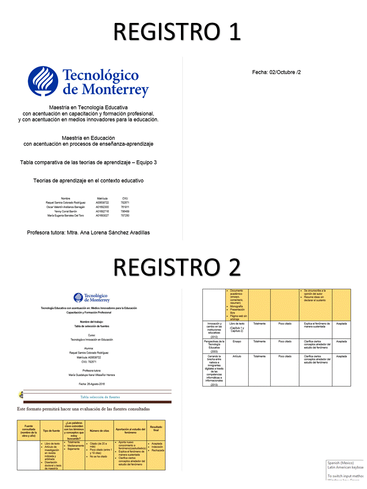 Pareo de registros 1 y 2
