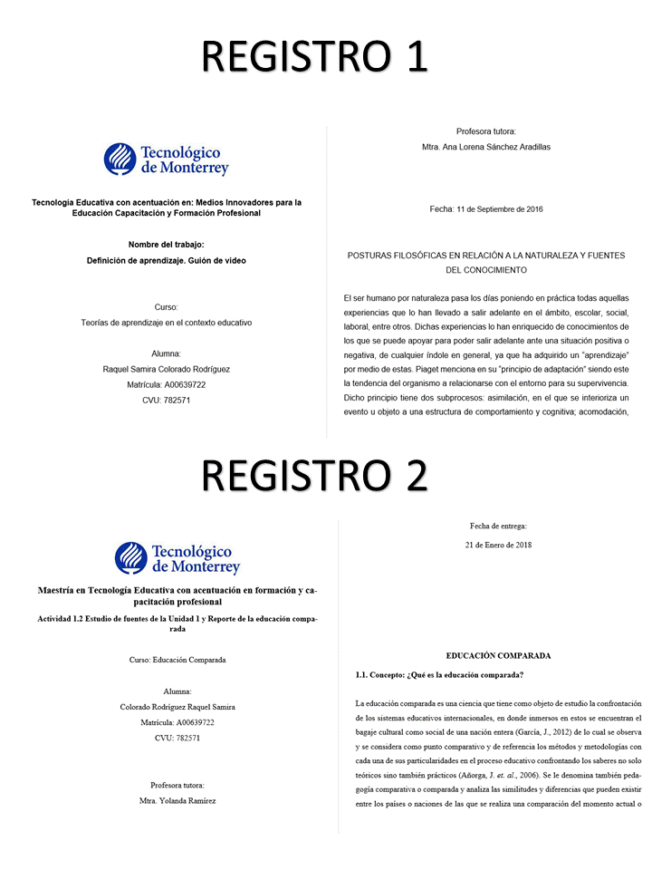 Pareo de registros 1 y 2