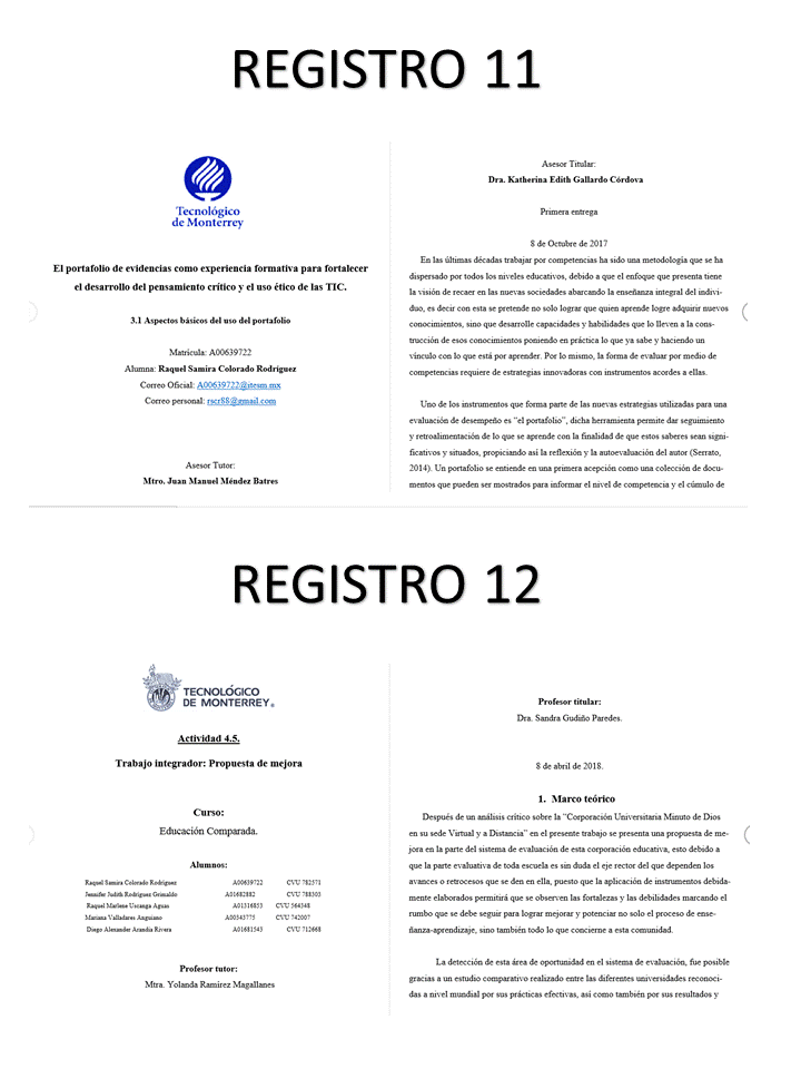 Pareo de registros 11 y 12
