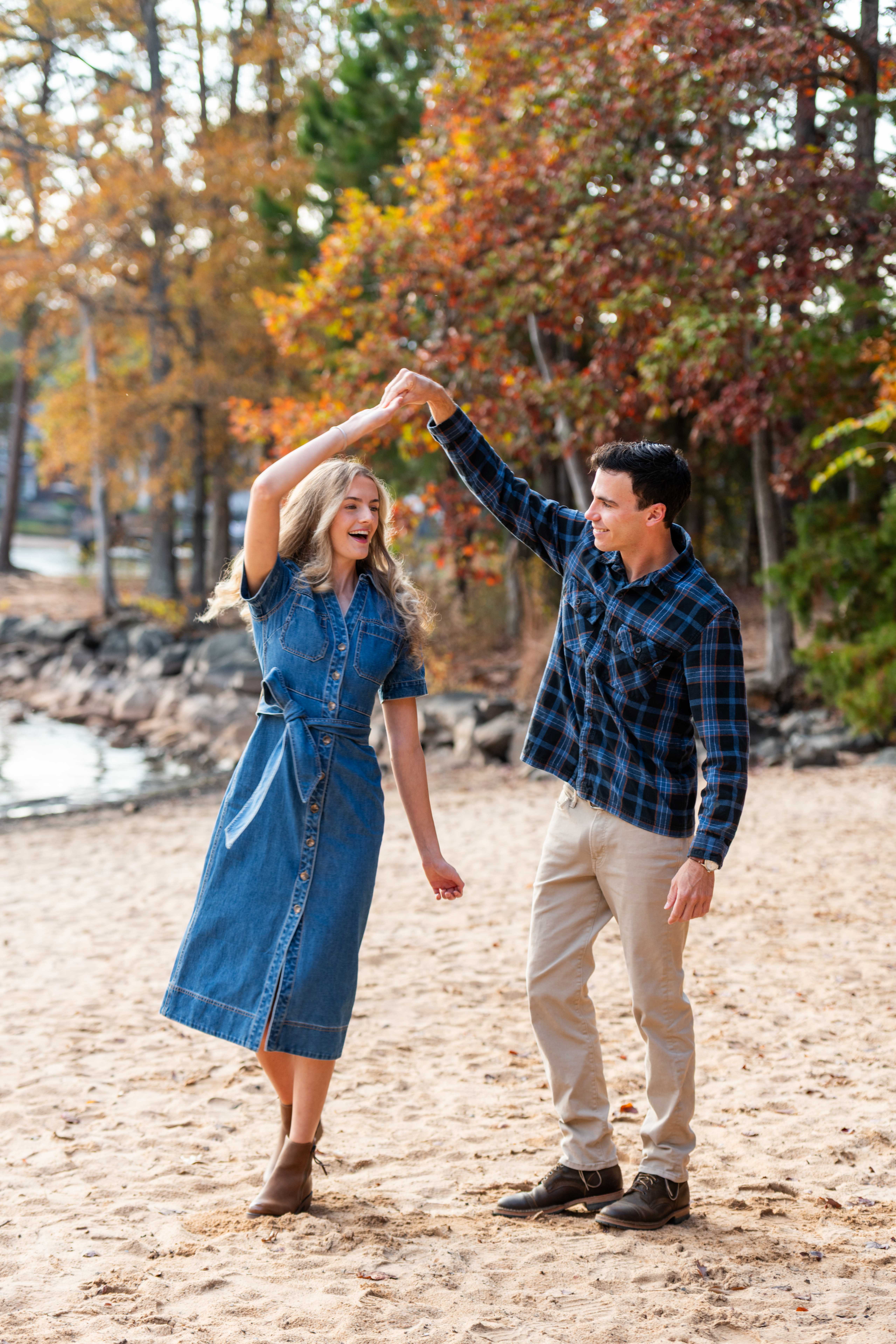 Engagement photos at Jetton Park in Cornelius, NC.  Lake Norman portrait photographers. 