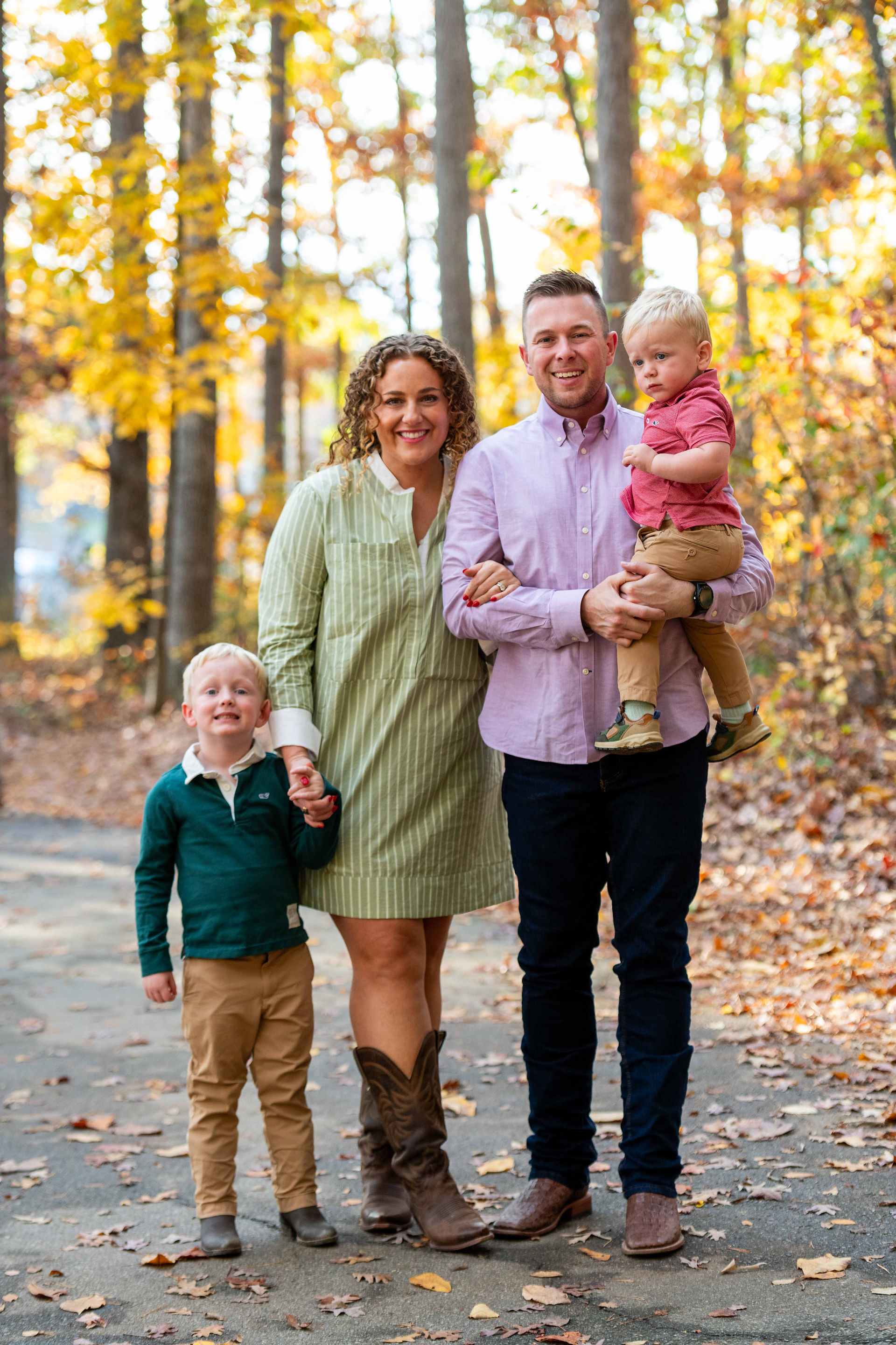 Colorful Fall Sunset Family Photos at Jetton Park in Cornelius, NC. Lake Norman Photography.