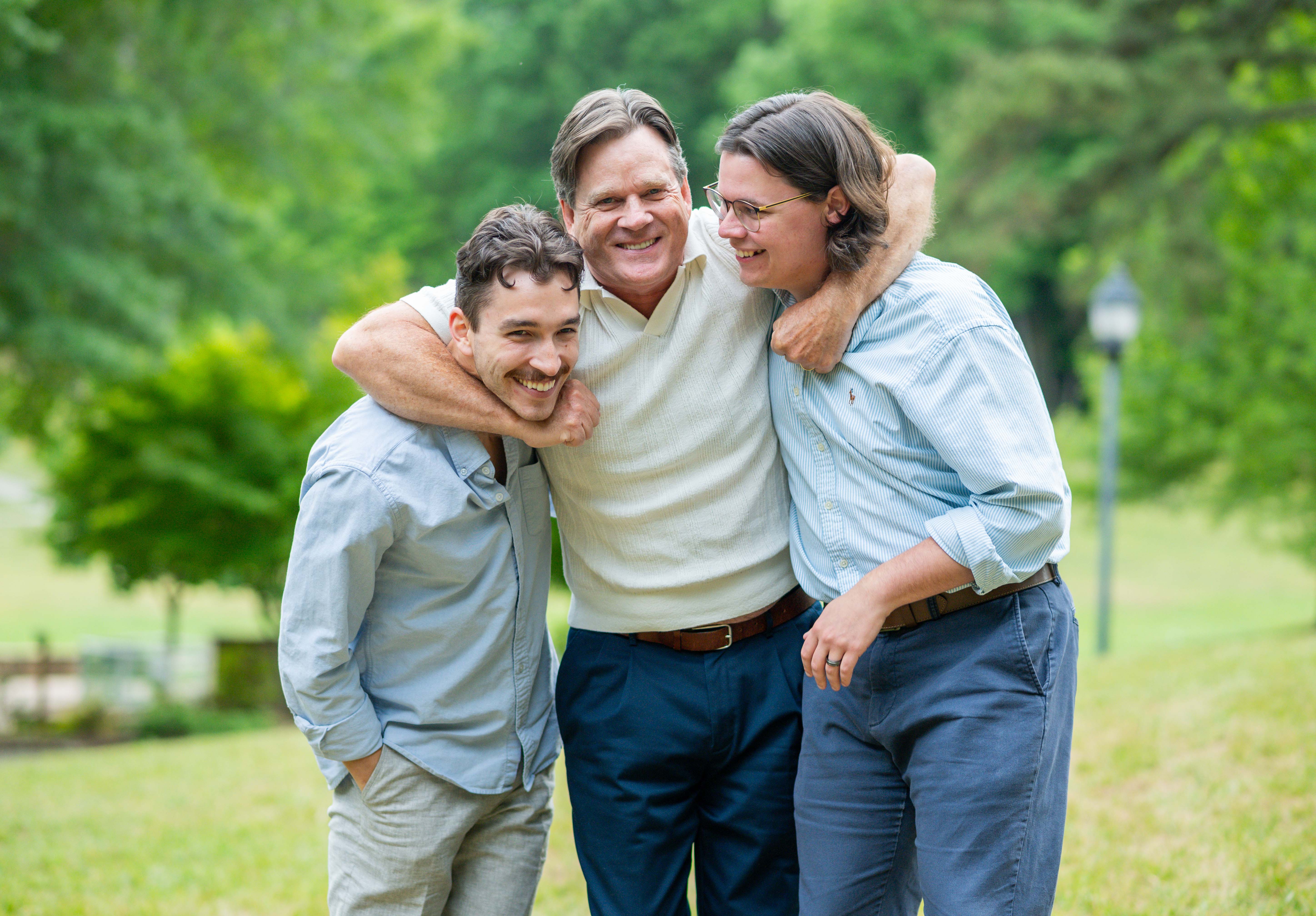 Father and sons having fun at the park.  Charlotte, NC family photography. 