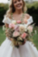 lilac, pink and white spring wedding bouquet