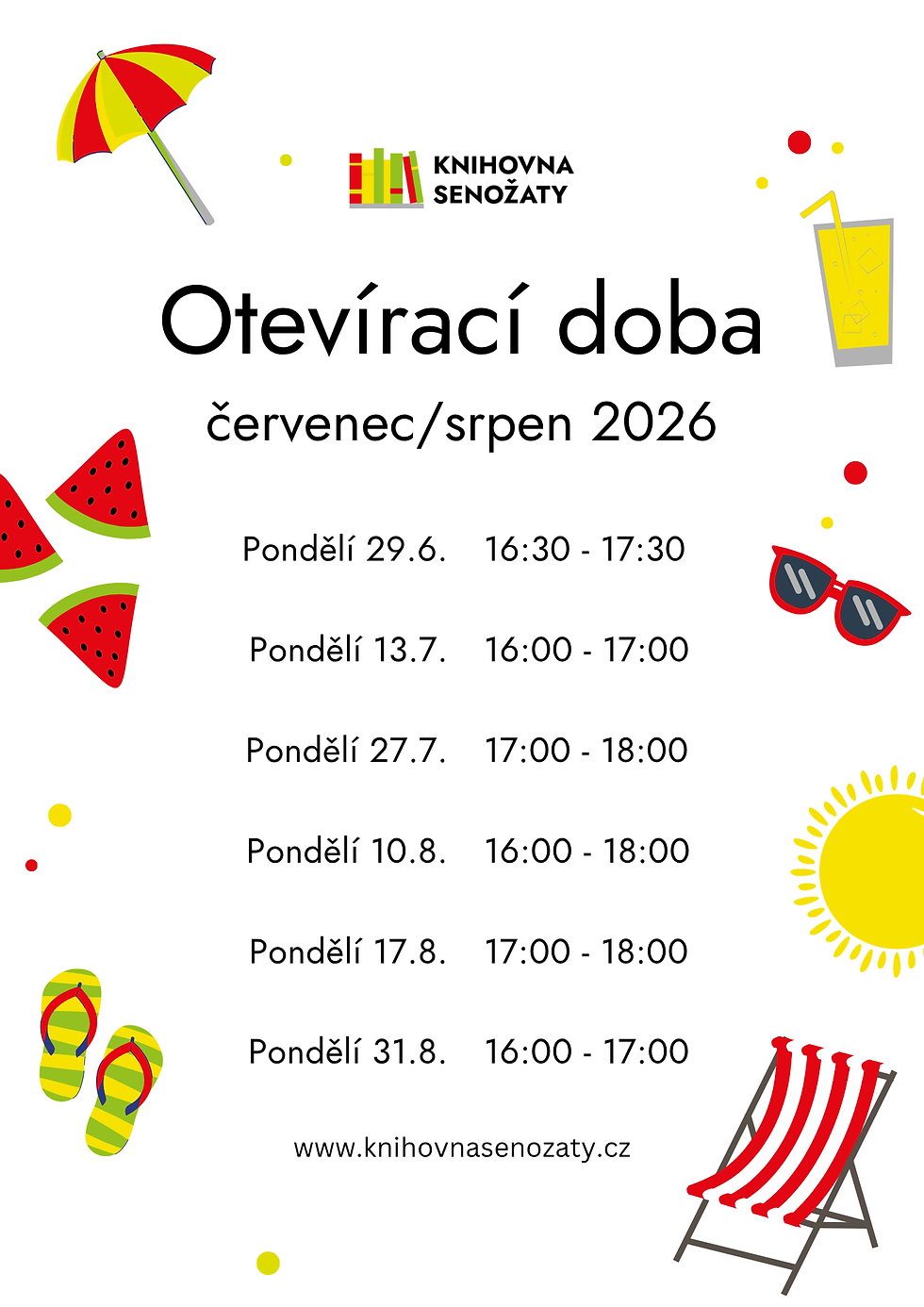 Letní otevírací doba knihovny