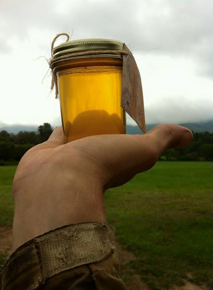 Raw, local blackberry honey available from my honor stand.