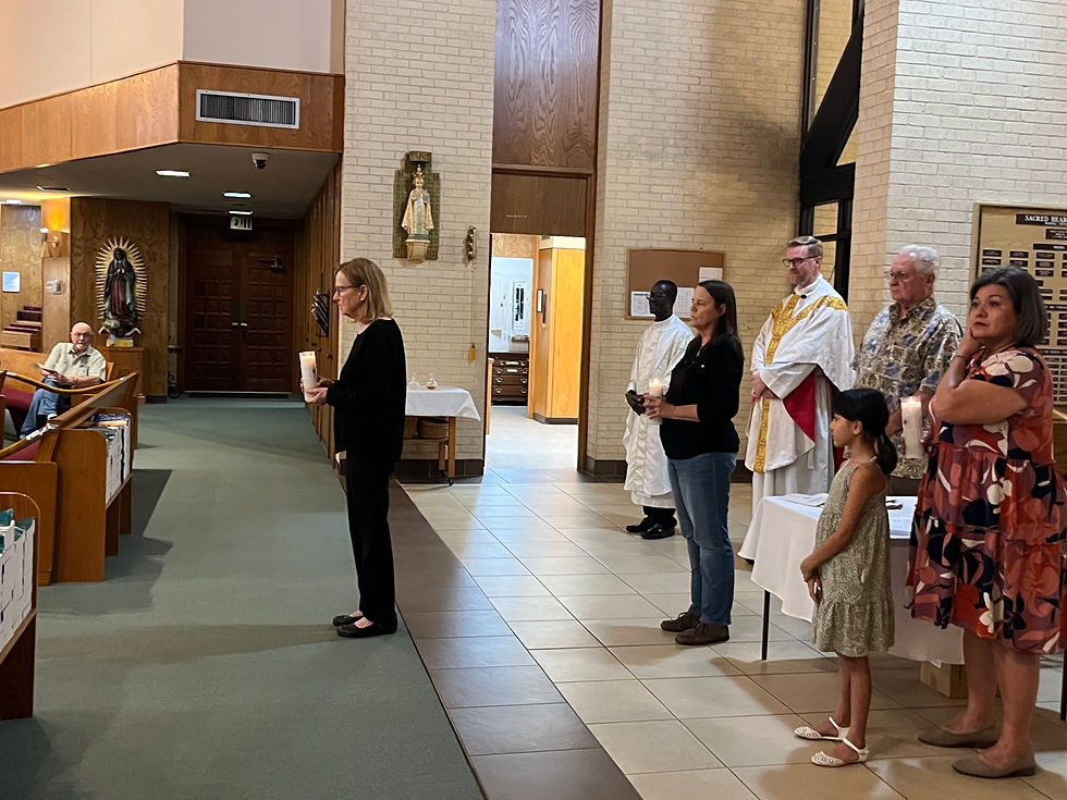 Preparing to take candle to altar