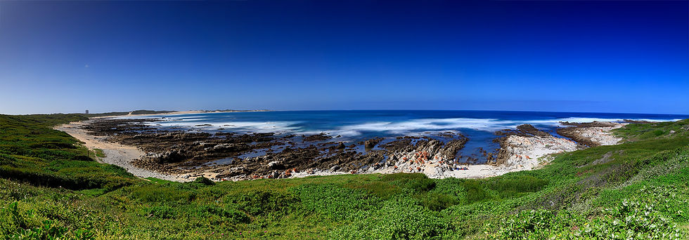 Secret Beach Panorama near Cape Recife, Port Elizabeth. Daytime long exposure with blurred water.