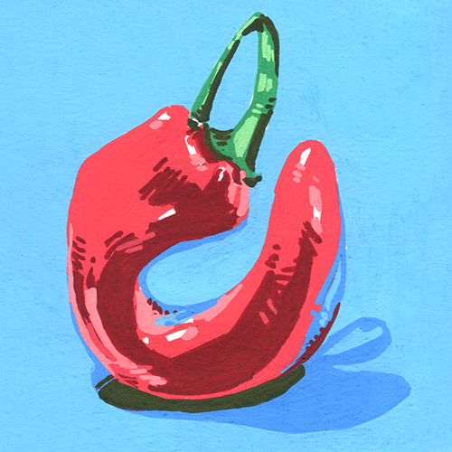 Illustration de piment aux markers acrylique (Posca) par notre enseignante