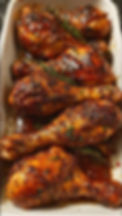 Fried chicken drumsticks sauced