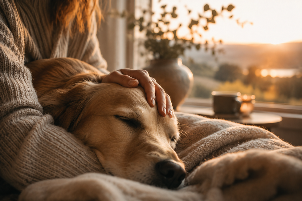 Pet and owner sharing a peaceful moment in Northern Alberta