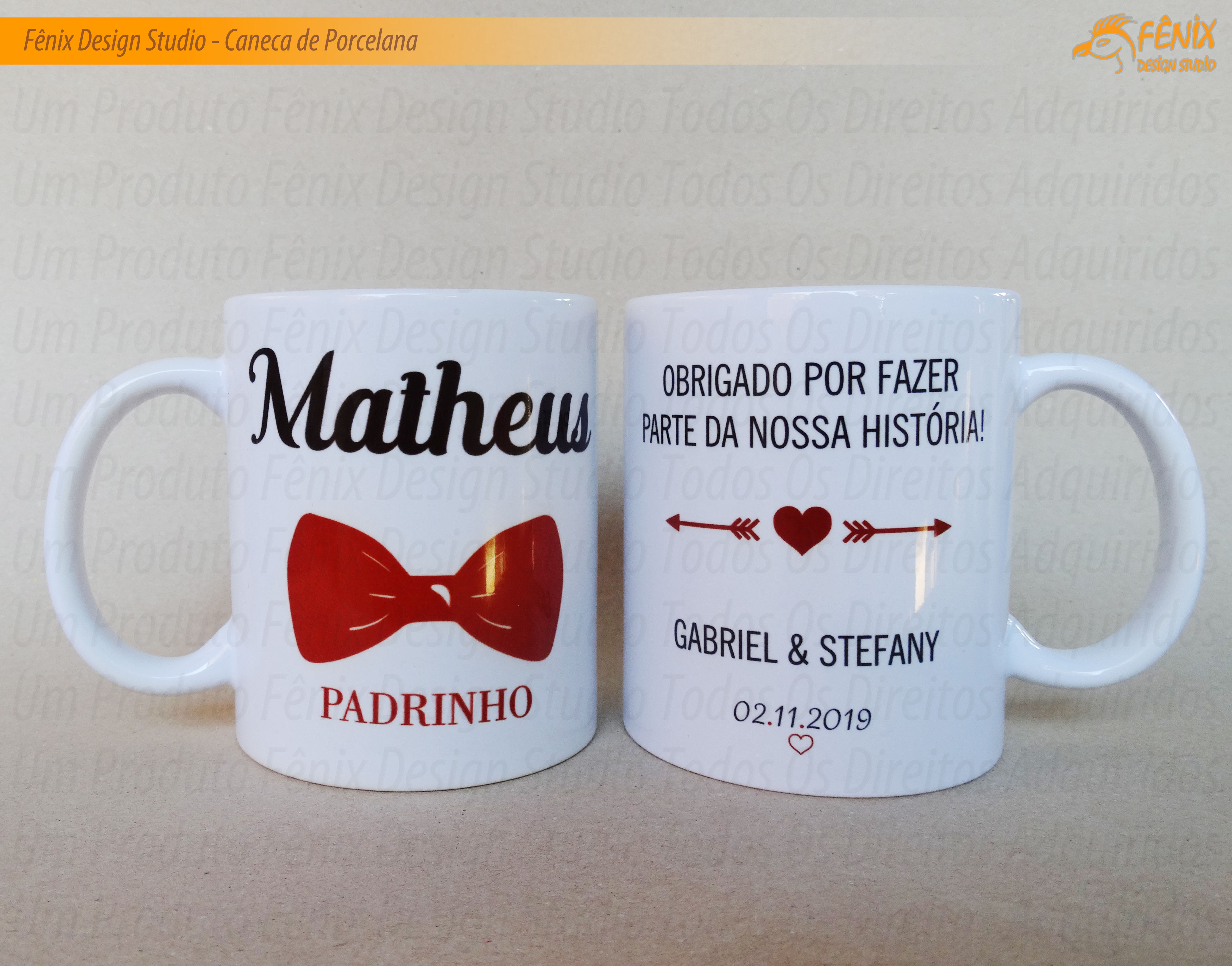 Caneca de Porcelana Casamento Fenix Design Studio