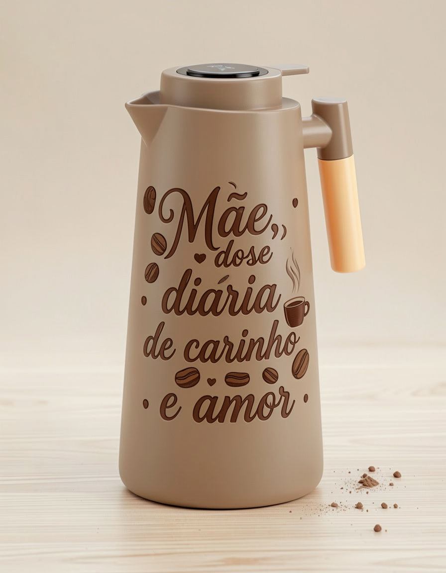 Mãe que ama café - Garrafa de café personalizada para Dia das Mães