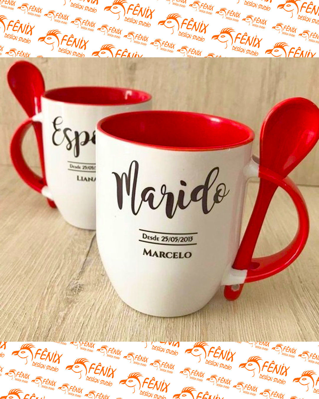 Caneca Marido e Esposa Dia dos Namorados Personalizada Fenix Design Studio