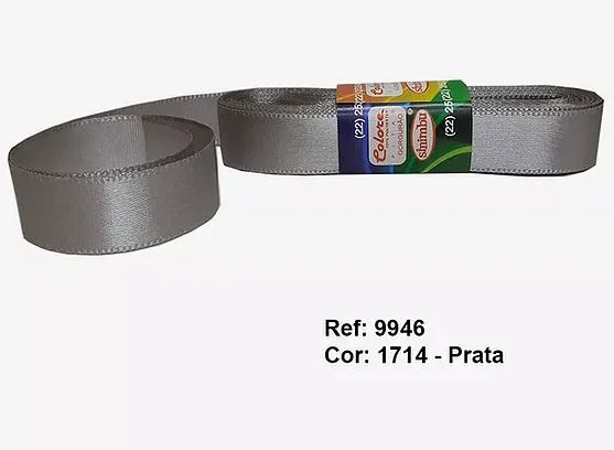 Fita Cetim Prata número 3 Rolo 10 Metros Fenix Design Studio