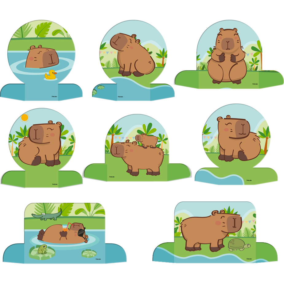 Miniatura: Kit Decoração Festa Capivara Fenix Design Studio