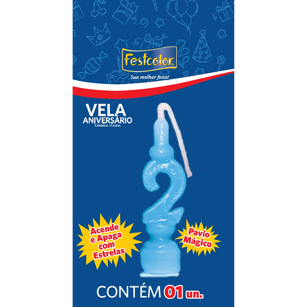 Vela Aniversário n 2 Azul Fenix Design Studio