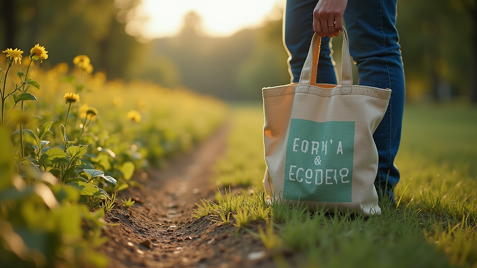 Close-up de ecobag sustentável com estampa personalizada