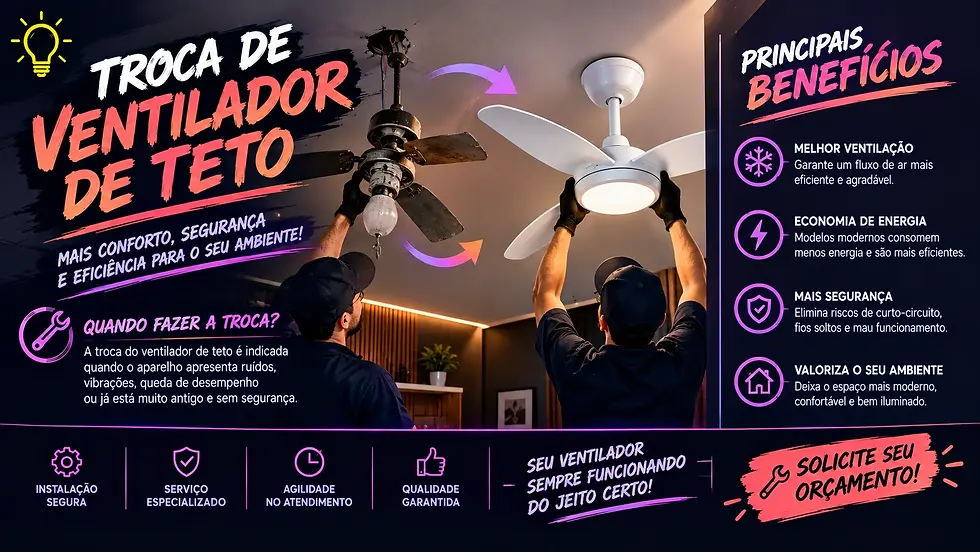 Troca de Ventilador de Teto