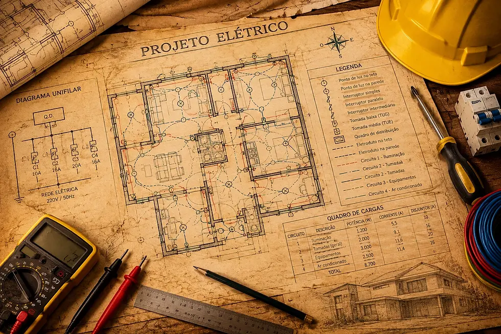 Projeto Elétrico em Papel Antigo