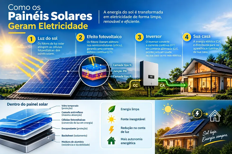 Como os Painéis Solares Geram Eletricidade