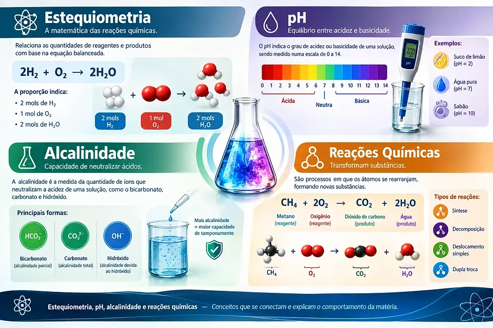 Estequiometria, pH, alcalinidade e reações químicas