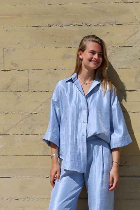 Bianca blouse - Lurex sky blue