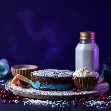 cake ingredients in a black and blue and purple ambiance.jpg