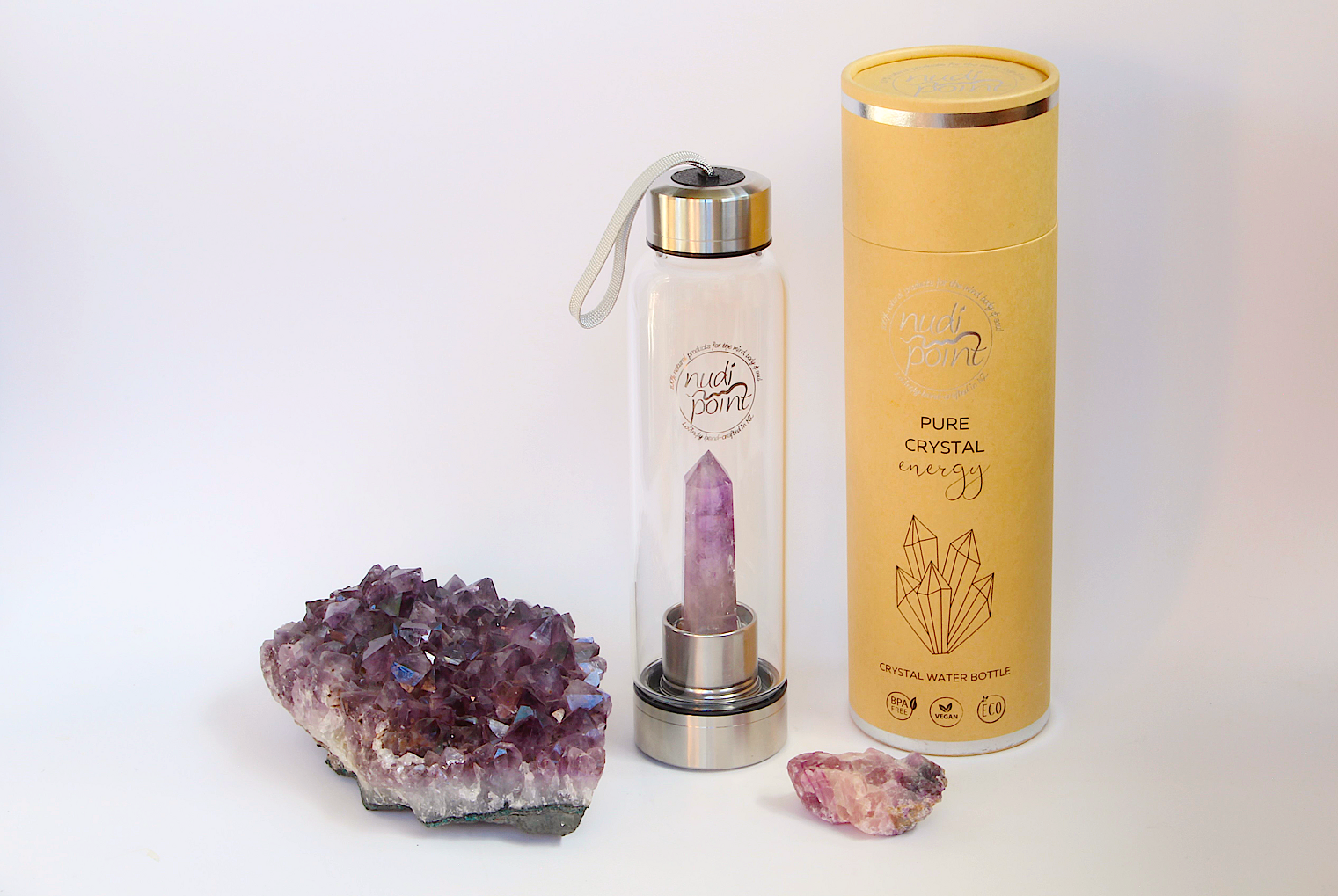 Amethyst Crystal Elixir Water Bottle (Stainless Steel)