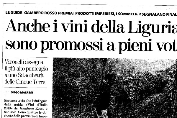 Ritaglio stampa: La Stampa, 2009 - Terre Bianche, Dolceacqua