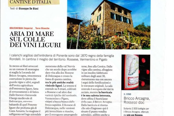 Ritaglio stampa: Bell'Italia, 2009 - Terre Bianche, Dolceacqua