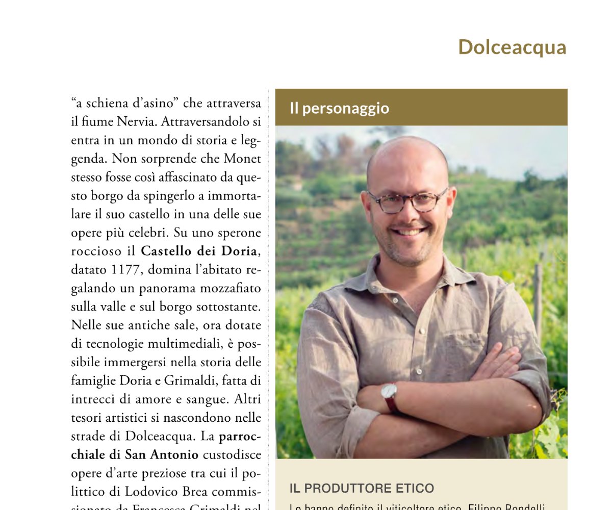 Articolo di I Viaggi di Repubblica (2024) su Terre Bianche e il Rossese di Dolceacqua
