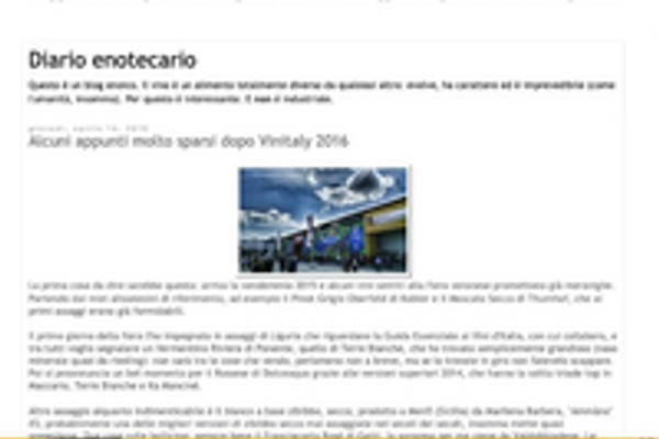 Ritaglio stampa: Diario Enotecario, 2016 - Terre Bianche, Dolceacqua