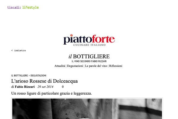 Ritaglio stampa: Piatto Forte, 2014 - Terre Bianche, Dolceacqua