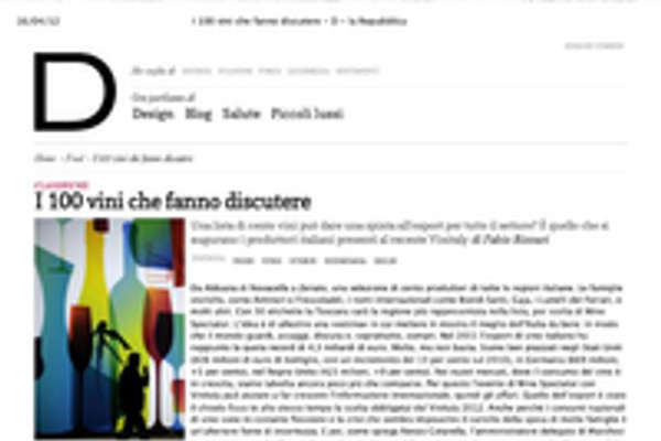 Ritaglio stampa: La Repubblica, 2012 - Terre Bianche, Dolceacqua