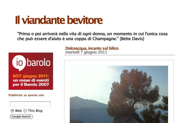 Ritaglio stampa: Il Viandante Bevitore, 2011 - Terre Bianche, Dolceacqua