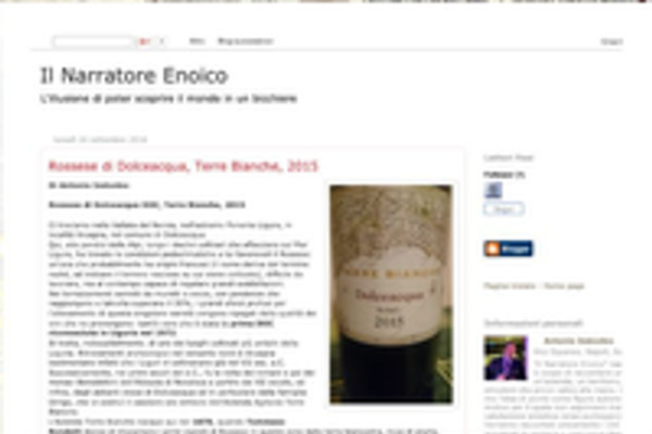 Ritaglio stampa: Il Narratore Enoico, 2016 - Terre Bianche, Dolceacqua