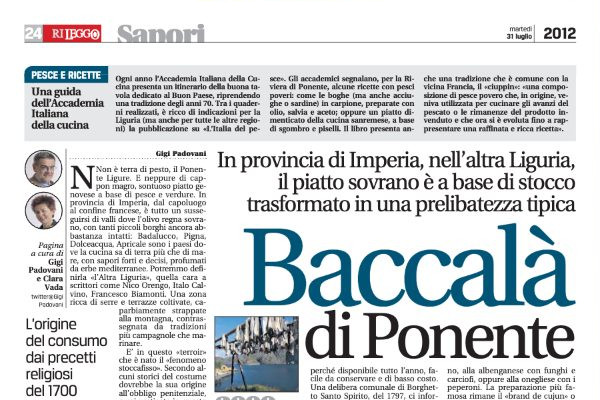 Ritaglio stampa: Leggo, 2012 - Terre Bianche, Dolceacqua