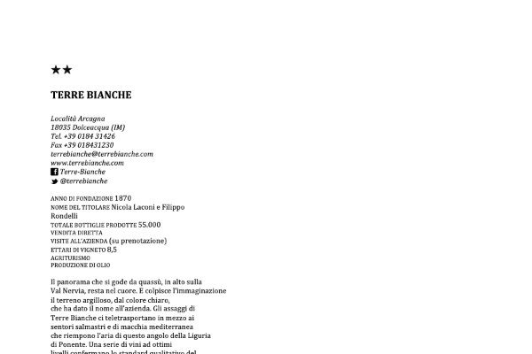 Ritaglio stampa: DoctorWine, 2014 - Terre Bianche, Dolceacqua