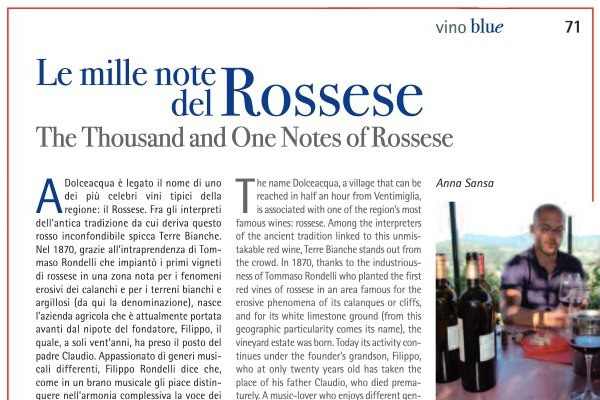Ritaglio stampa: Blue, 2011 - Terre Bianche, Dolceacqua