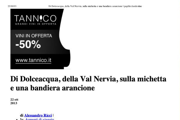 Ritaglio stampa: Papille Clandestine, 2013 - Terre Bianche, Dolceacqua
