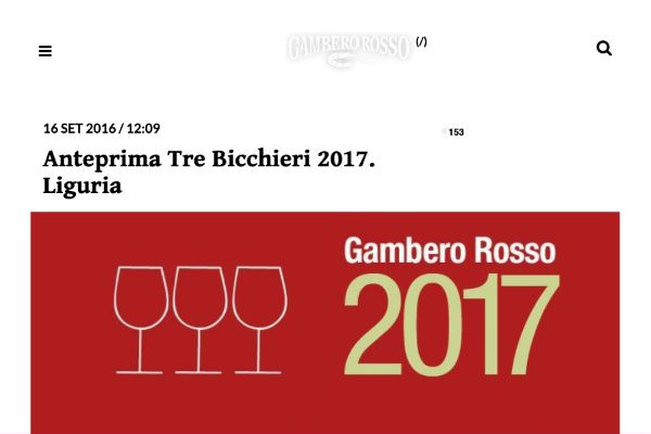 Ritaglio stampa: Gambero Rosso, 2016 - Terre Bianche, Dolceacqua