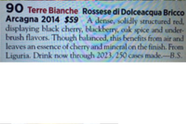 Ritaglio stampa: Wine Spectator, 2017 - Terre Bianche, Dolceacqua