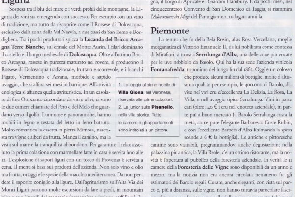 Ritaglio stampa: Dove, 2005 - Terre Bianche, Dolceacqua