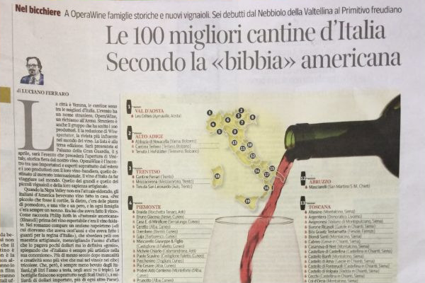 Ritaglio stampa: Corriere della Sera, 2014 - Terre Bianche, Dolceacqua