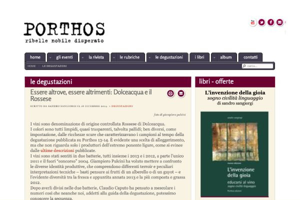 Ritaglio stampa: Porthos, 2014 - Terre Bianche, Dolceacqua