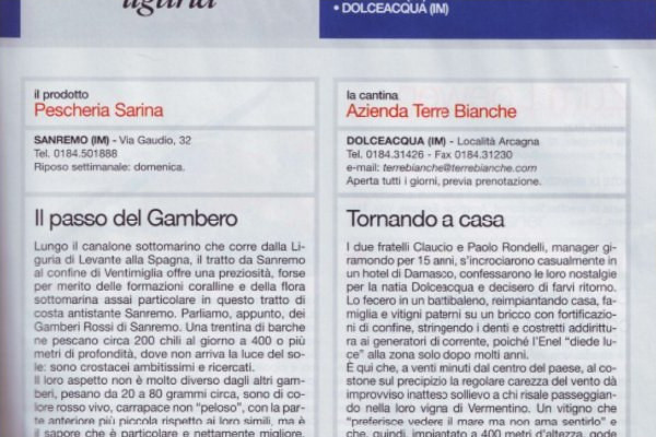 Ritaglio stampa: Buffet, 2005 - Terre Bianche, Dolceacqua