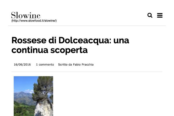 Ritaglio stampa: Slow Wine, 2016 - Terre Bianche, Dolceacqua