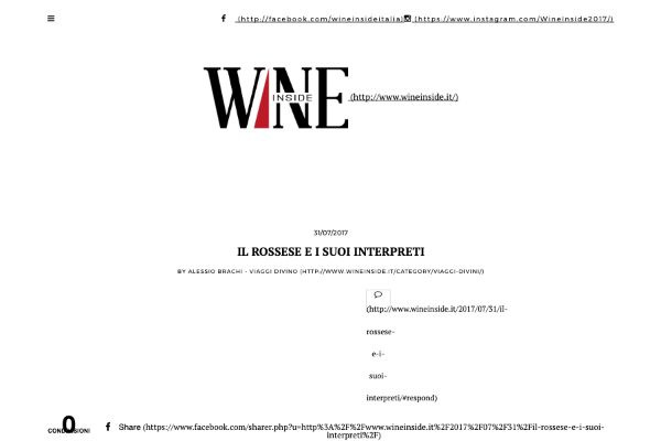 Ritaglio stampa: Wine Inside, 2017 - Terre Bianche, Dolceacqua