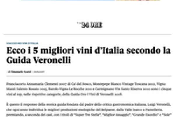 Ritaglio stampa: Il Sole 24 Ore, 2017 - Terre Bianche, Dolceacqua