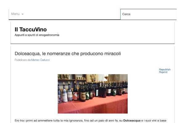 Ritaglio stampa: Il TaccuVino, 2016 - Terre Bianche, Dolceacqua